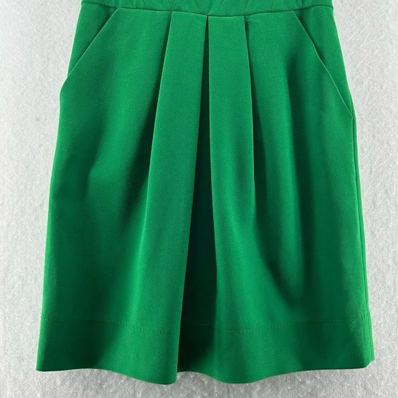 Phoebe Couture Dress Size 6 Shift Mini Scoop Neck Short Sleeve Pleated Green - Picture 4 of 12